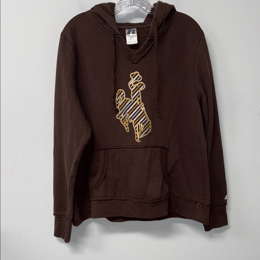 Brown Cowboy Bucking Horse Western Hoodie Sweatshirt | Size 2XL